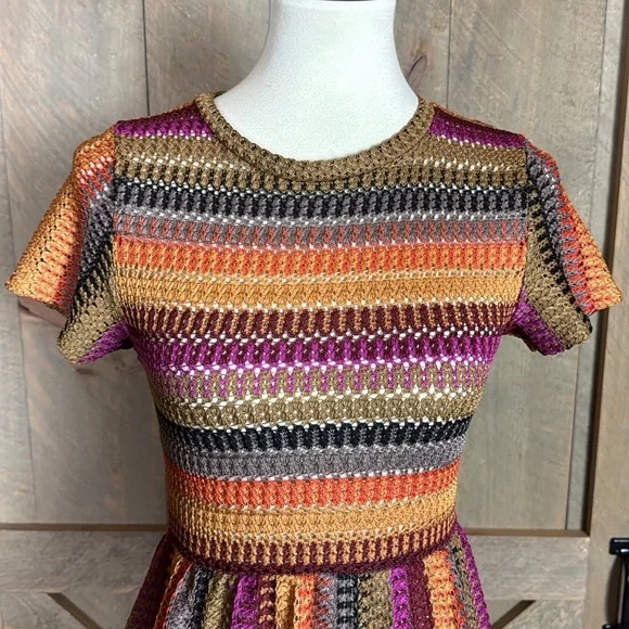 Nasty Gal striped Crochet maxi dress with short sleeves Size 10 - Picture 7 of 13